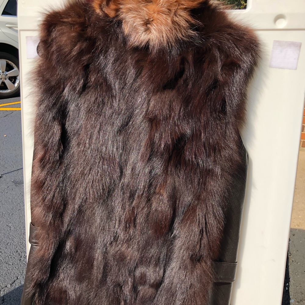 Brand new fur sable brown and crystal fox vest